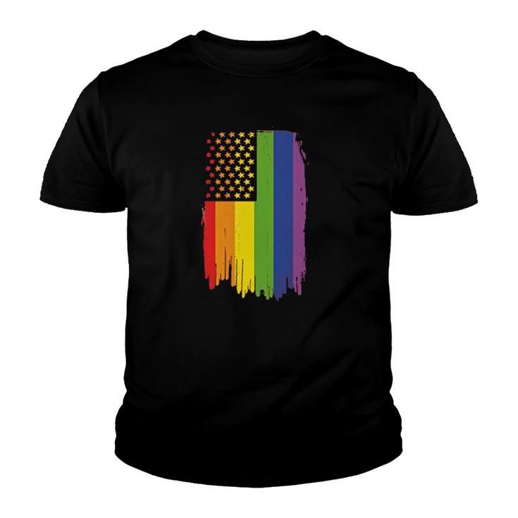 Lgbt Flag Rainbow Flag Neon Gay Pride Youth T-shirt