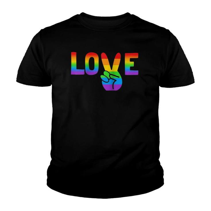 Lgbt Love Peace Sign Rainbow Raglan Baseball Tee Youth T-shirt