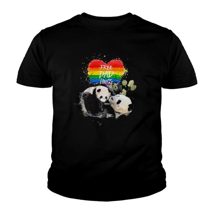 Lgbt Pride Papa Panda Bear Free Dad Hugs Father's Day Love Raglan Baseball Tee Youth T-shirt