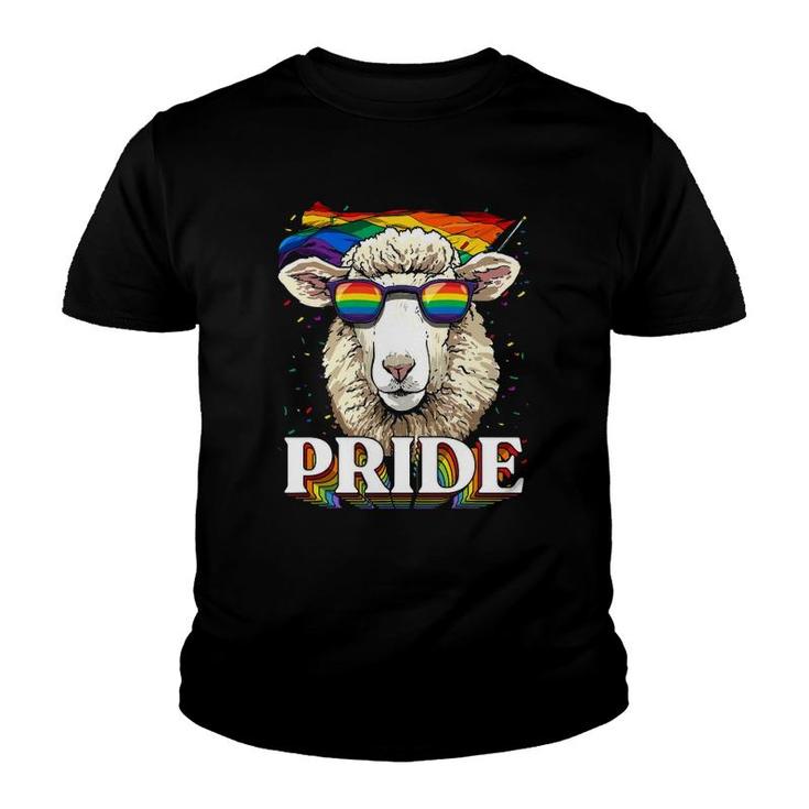 Lgbt Sheep Gay Pride Lgbtq Rainbow Flag Sunglasses Youth T-shirt