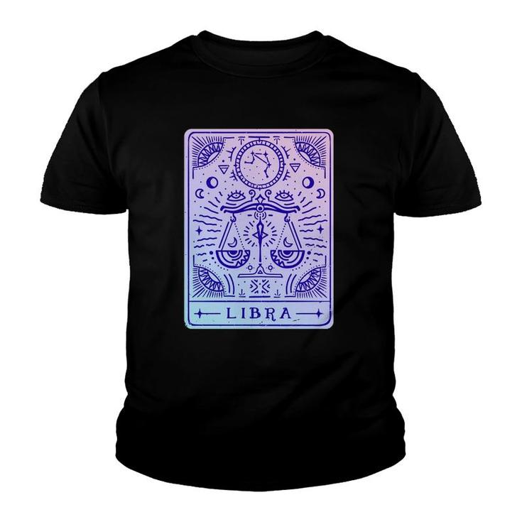 Libra Astrology & Zodiac Sign Art Tarot Card Style Drawn  Youth T-shirt
