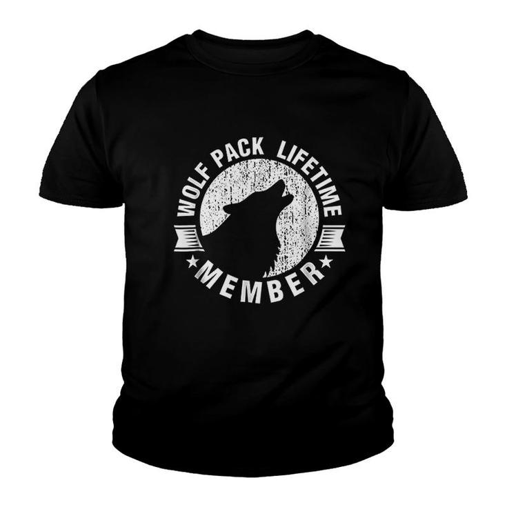 Lifetime Wolf Pack Member Distressed Howling Youth T-shirt