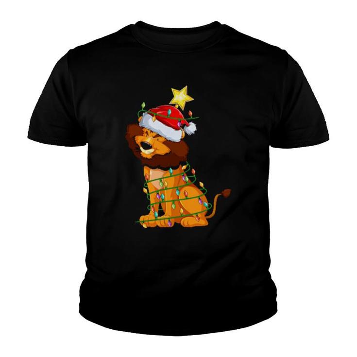 Lion Lighting Xmas Tree Matching Lion Christmas  Youth T-shirt