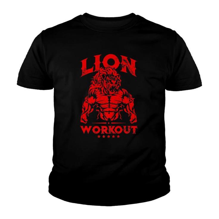 Lion Workout Beast Muscles Motivation Fitness Gym - Quote  Youth T-shirt