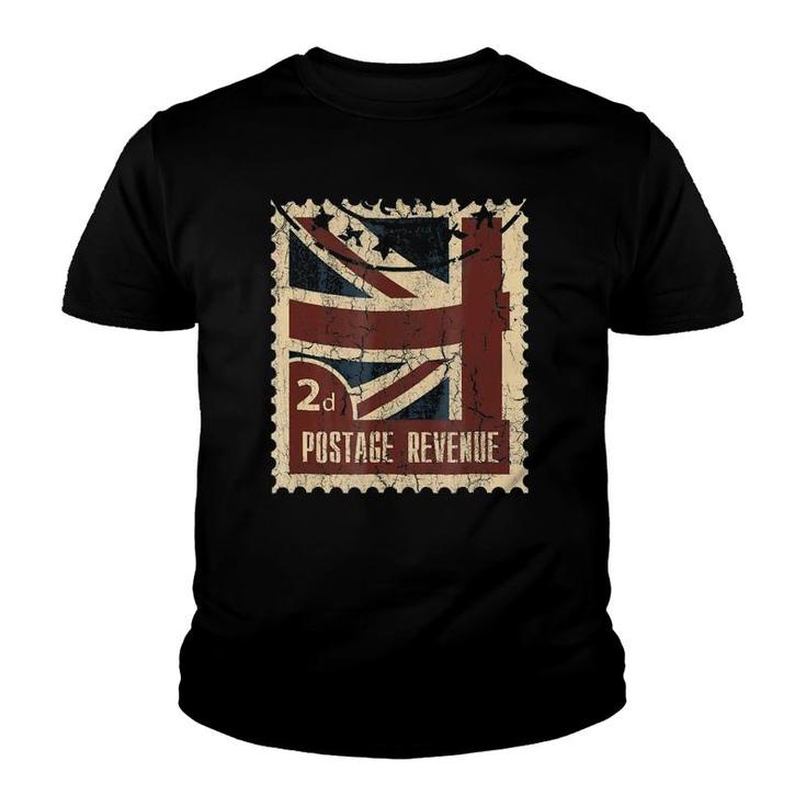London Vintage Distressed British Flag Postage Stamp Youth T-shirt