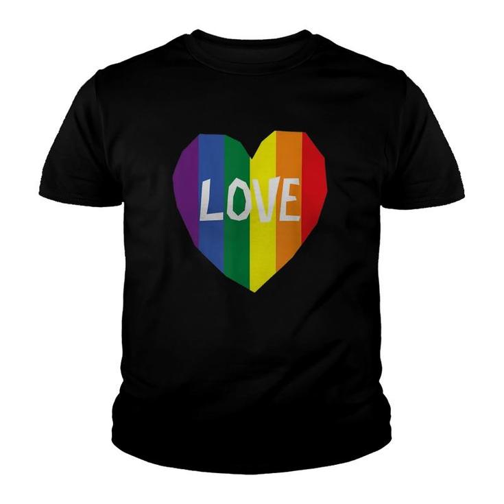 Love Gay Pride Lgbt Rainbow Flag Heart Youth T-shirt
