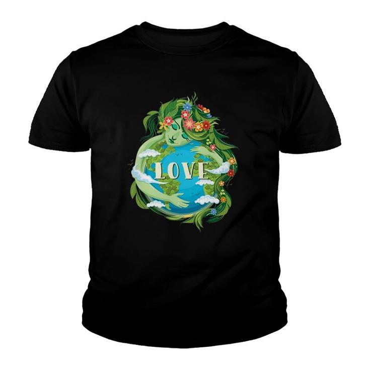 Love Mother Earth Day Save Our Planet Environment Green Youth T-shirt