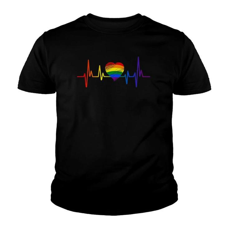 Lovely Lgbt Gay Pride Heartbeat Lesbian Gays Love  Youth T-shirt