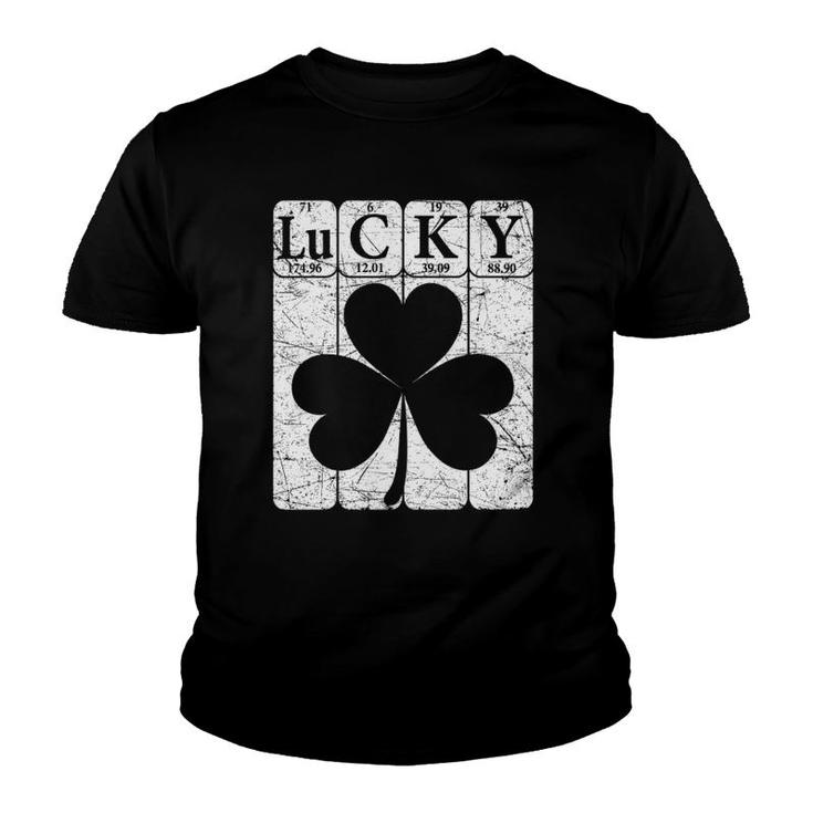 Lucky Shamrock Periodic Table Elements St Patrick's Day Nerd Youth T-shirt