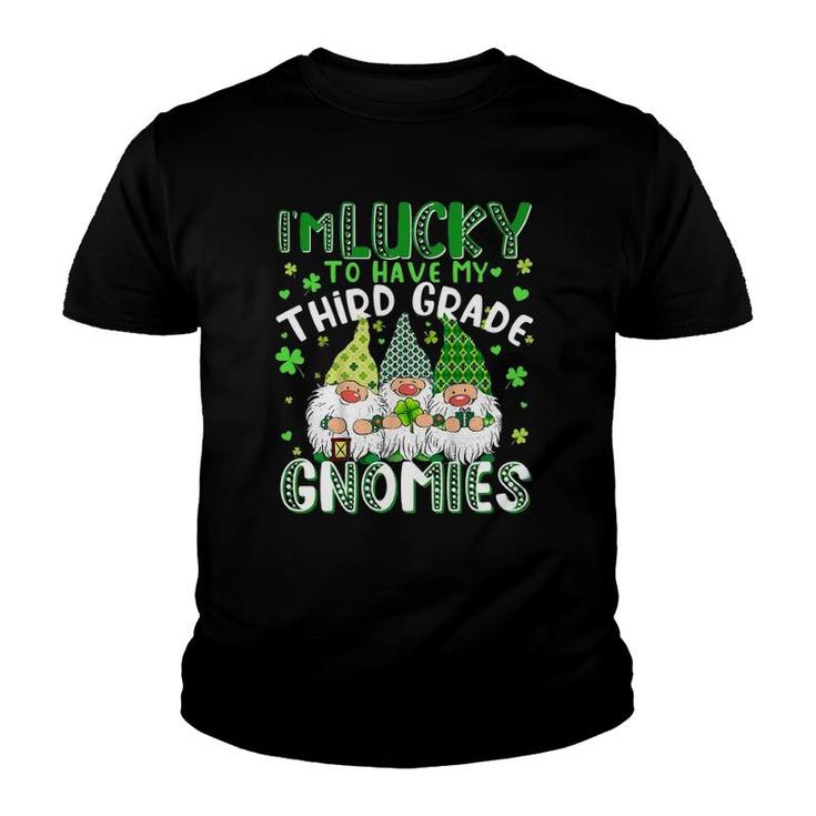 Lucky Third Grade Gnomies St Patrick's Day Teacher Youth T-shirt