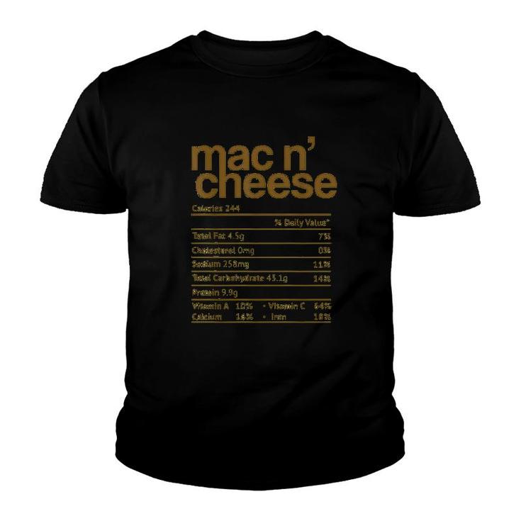 Mac And Cheese Nutrition Funny Thanksgiving Mac N Cheese Youth T-shirt