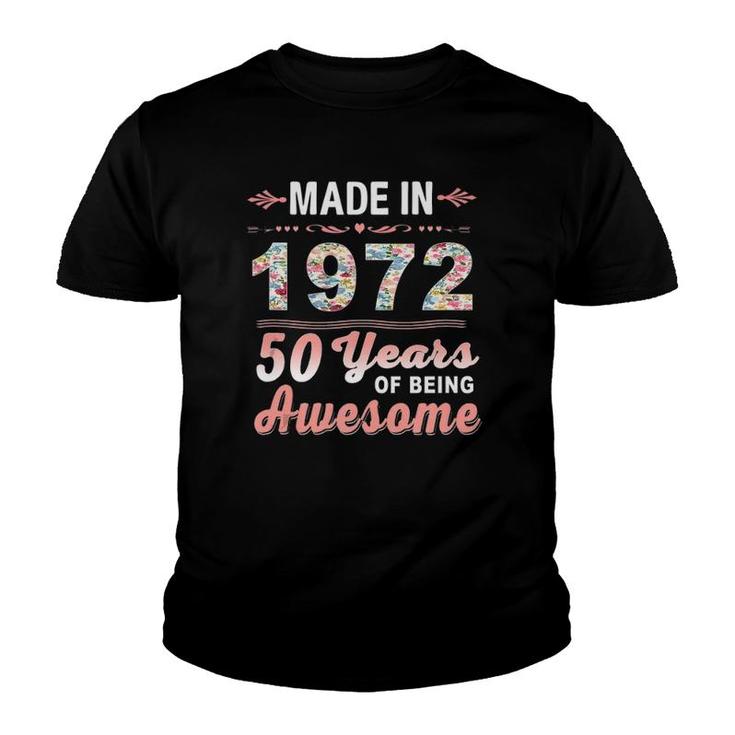 Made In 1972 Floral 50 Years Old 50Th Birthday Gifts Women Tank Top Youth T-shirt