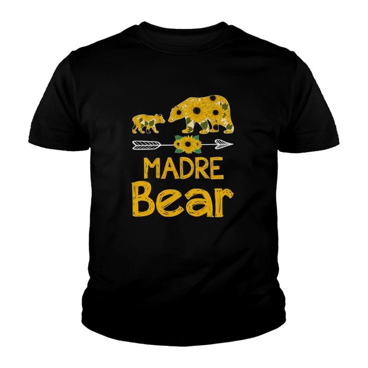 Madre Bear Sunflower Matching Mother In Spanish Portuguese For Mother’S Day Gift Youth T-shirt