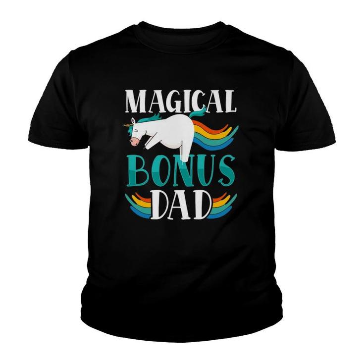 Magical Bonus Dad Proud Stepfather Cute Unicorn Step Dad Youth T-shirt
