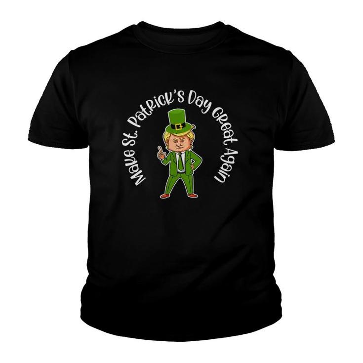 Make St Patricks Day Great Again Funny Leprechaun Green Youth T-shirt
