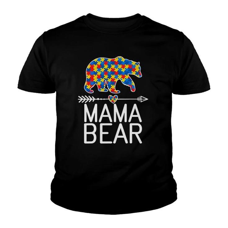 Mama Bear Autism Awareness Puzzle Piece Support Autistic Youth T-shirt