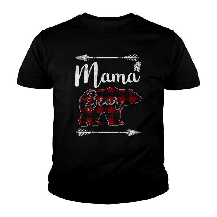 Mama Bear Mother's Day Gifts Mom Buffalo Plaid  Youth T-shirt