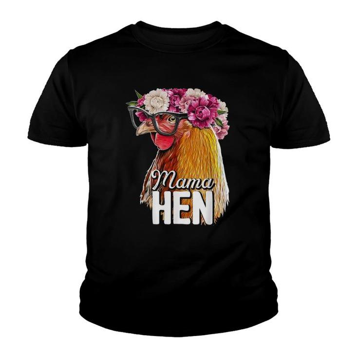 Mama Hen Floral Rhode Island Red Chicken Farmer  Gift Youth T-shirt