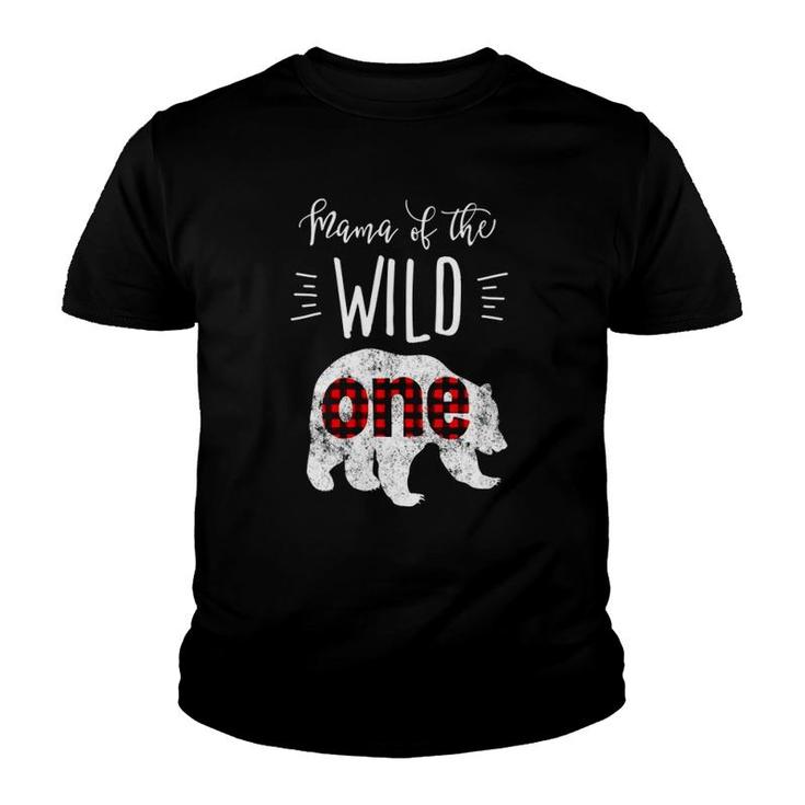 Mama Of The Wild One Vintage Bear Lumberjack 1St Birthday Youth T-shirt