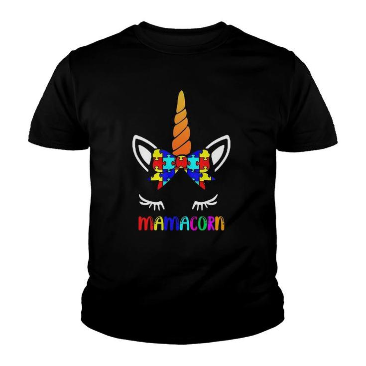 Mamacorn Unicorn Puzzle Autism Mom Love Support Kids Boys Youth T-shirt