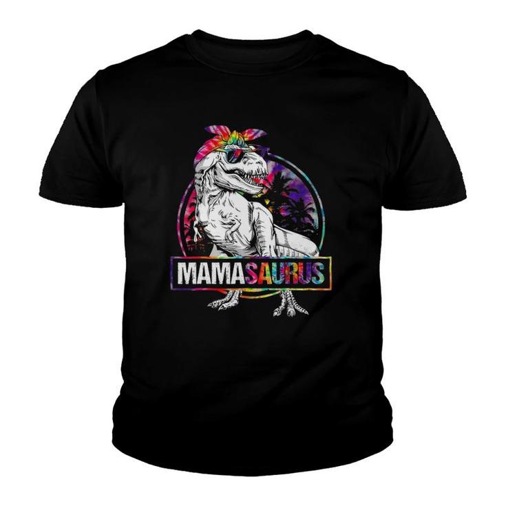 Mamasaurus Dinosaur Mama Saurus Family Matching Tie Dye Youth T-shirt