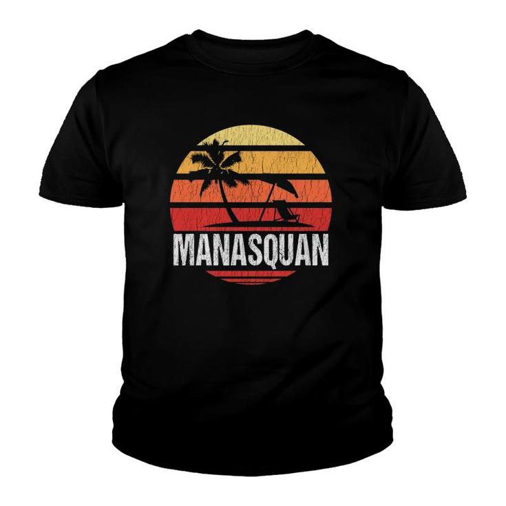 Manasquan Nj Beach Retro Distressed Youth T-shirt