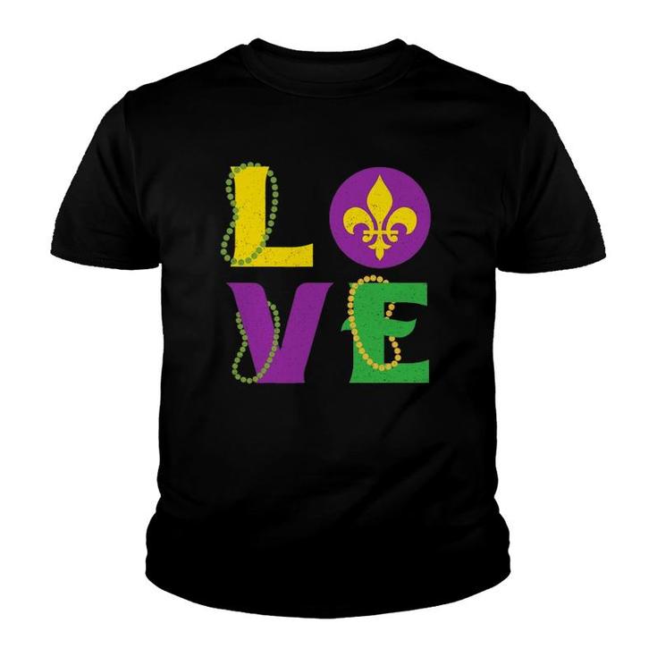 Mardi Gras Carnival Love New Orleans Cajun Festival Youth T-shirt