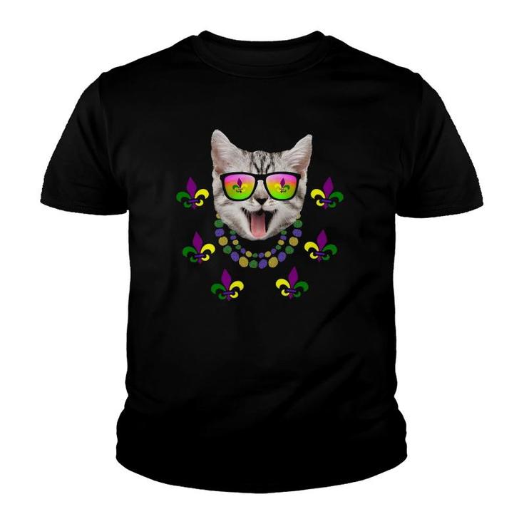 Mardi Gras Cat Party New Orleans Cats Lover Fun Gift Youth T-shirt