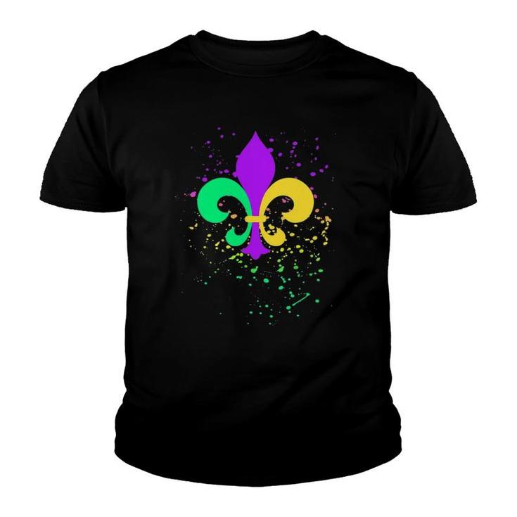 Mardi Gras Fleur-De-Lis Paint Splatter For Men Women Youth T-shirt
