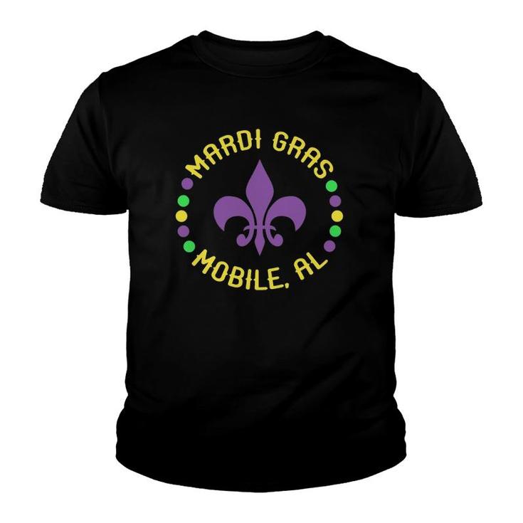 Mardi Gras Mobile Mobile Al Fleur De Lis Beads Youth T-shirt