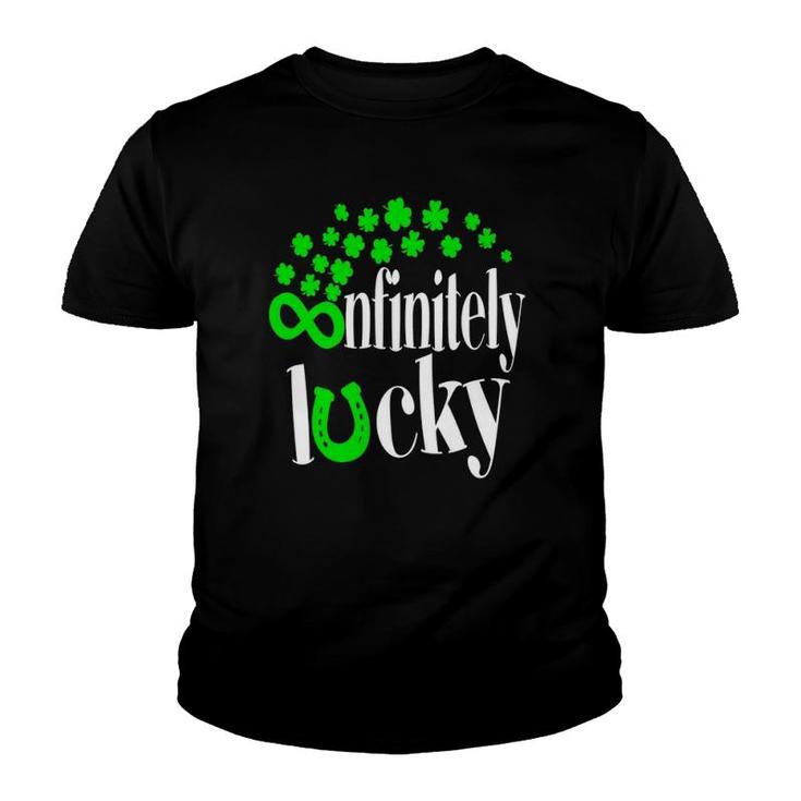 Math Teacher St Patricks Day Shamrock Infinitely Lucky Funny Youth T-shirt