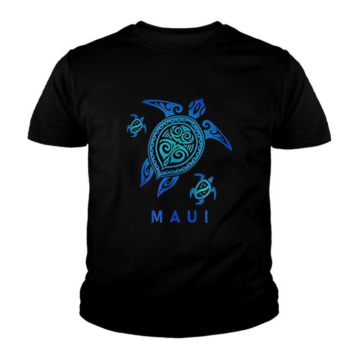 Maui Hawaii Sea Blue Tribal Turtle Youth T-shirt