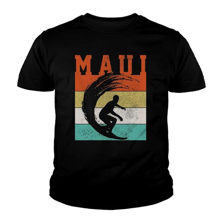 Maui Surfing Vintage Surf Hawaiian Islands Surfer Gift Youth T-shirt
