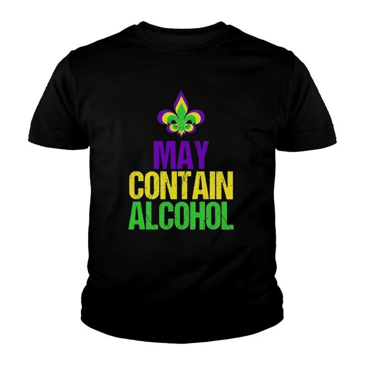 May Contain Alcohol- Funny Mardi Gras Youth T-shirt