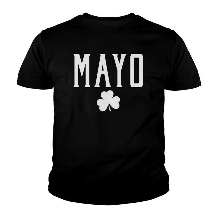 Mayo Ireland Shamrock Vintage Text Green With White Print Youth T-shirt