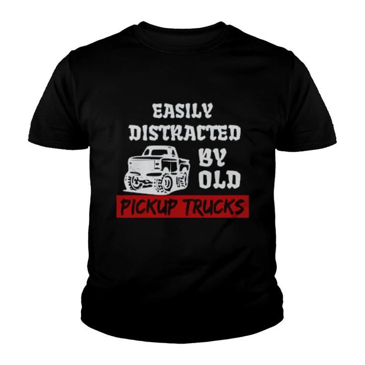 Mechanic Truck Easily Distracted Old Pickup Trucks  Youth T-shirt