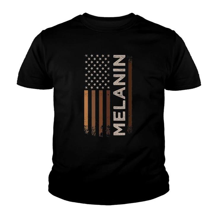 Melanin American Flag Black History Month Youth T-shirt
