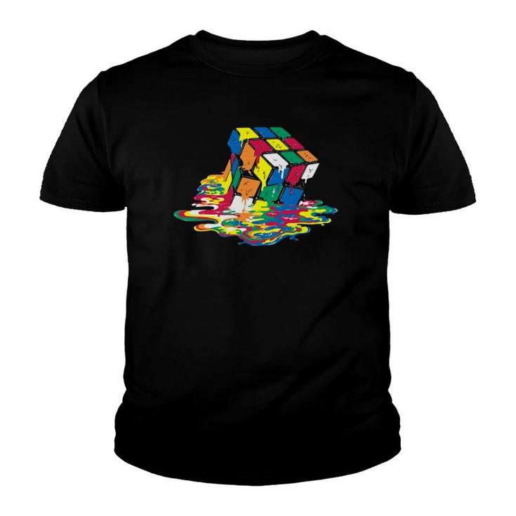 Melted Square Puzzle Cube Game From The 1980S Retro Design Youth T-shirt