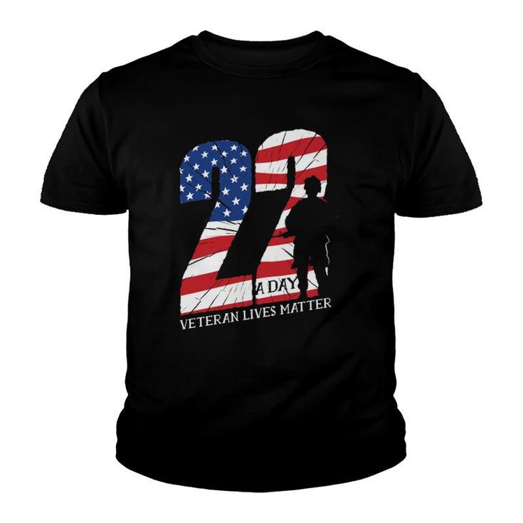 Memorial 22 A Day Veteran Lives Matter  Youth T-shirt