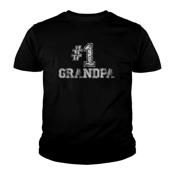 Mens 1 Grandpa Number One Father's Day Gift Tee Youth T-shirt