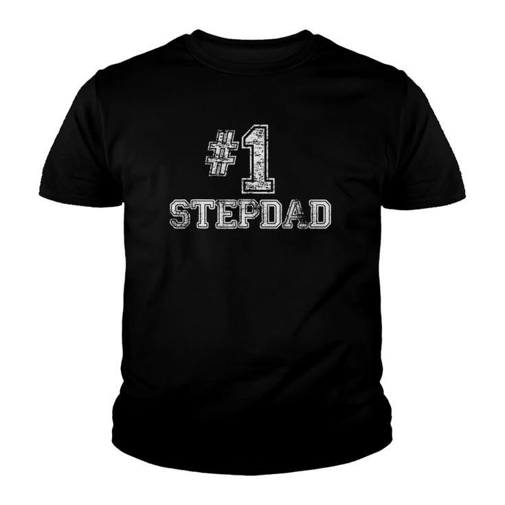 Mens 1 Stepdad Step Dad Number One Father's Day Gift Tee Youth T-shirt