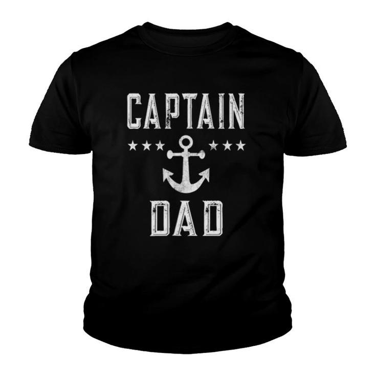 Mens 2 Sided Print Mens Vintage Captain Dad Lake Boating Father Youth T-shirt