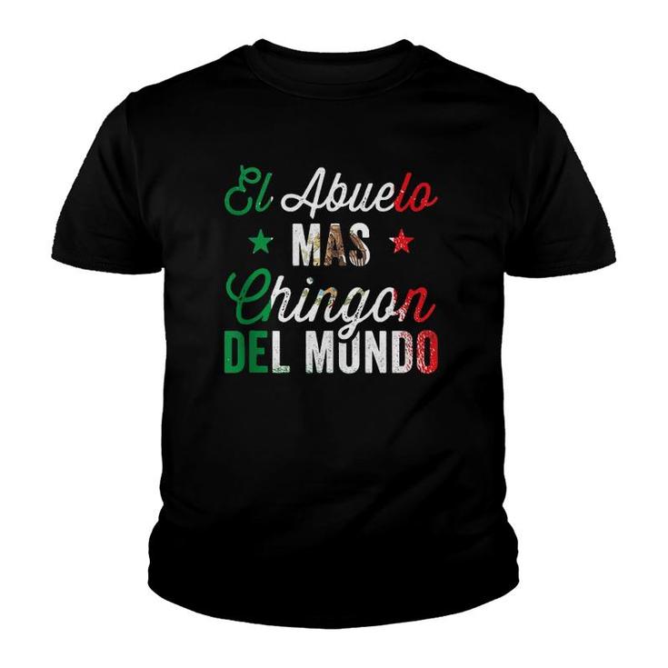 Mens Abuelo Mas Chingon Del Mundo Mexican Flag Cinco De Mayo Youth T-shirt