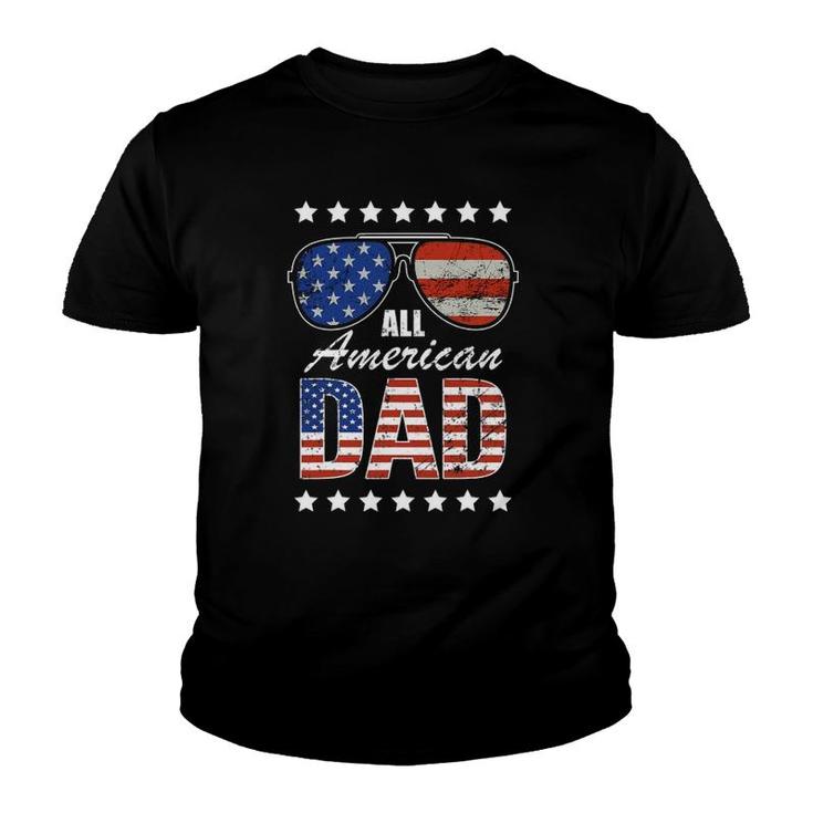 Mens All American Dad 4Th Of July Father's Day Rugged Grunge Style Youth T-shirt