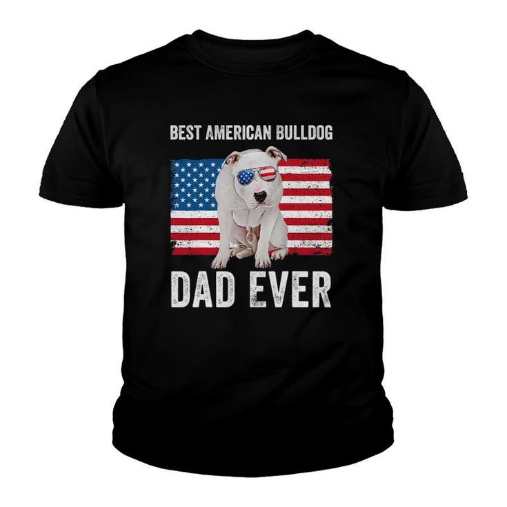 Mens American Bulldog Dad American Flag Dog Lover Owner Funny Youth T-shirt