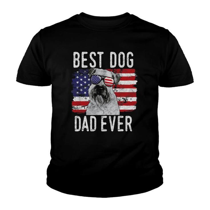 Mens American Flag Best Dog Dad Ever Soft Coated Wheaten Terrier Youth T-shirt