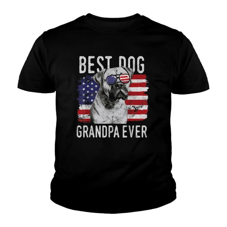 Mens American Flag Best Dog Grandpa Ever Mastiff Usa Youth T-shirt