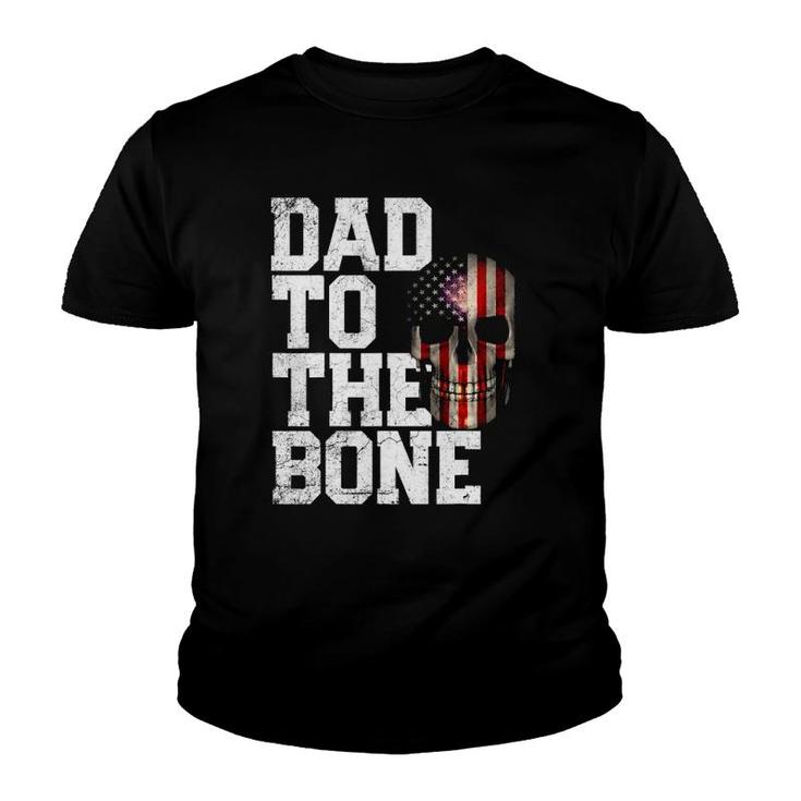 Mens American Flag Skull 4Th Of July Dad Father's Day Youth T-shirt
