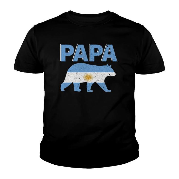 Mens Argentina Flag Papa Bear Argentinian Dad Father's Day Gift Youth T-shirt