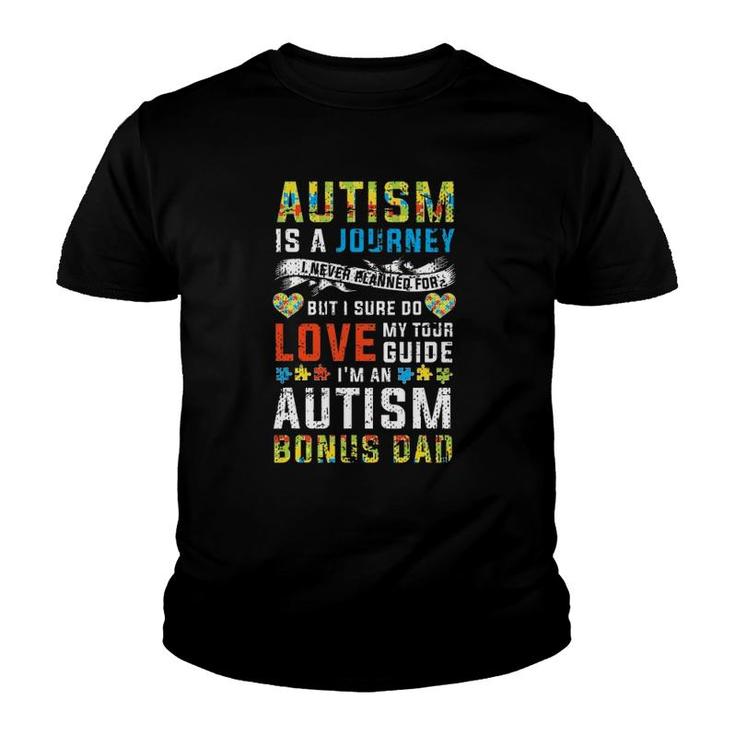 Mens Autism Bonus Dad Journey Quote Autism Awareness Youth T-shirt